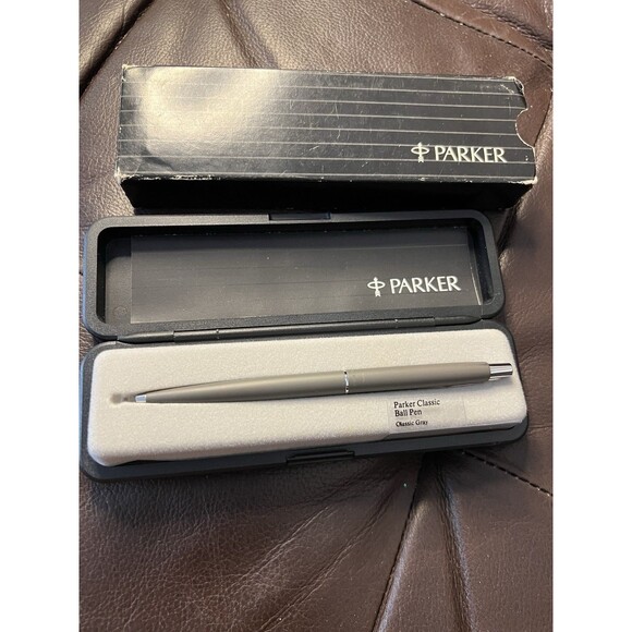 New Old Stock Parker Classic Matte Grey Ball Point Pen Boxed - Picture 1 of 4